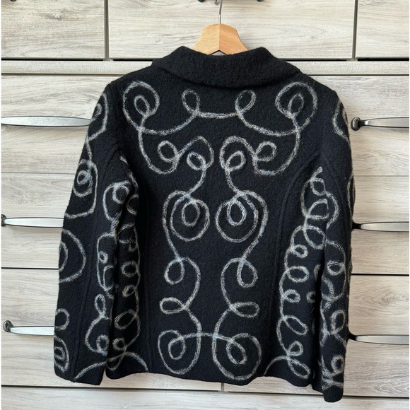 Super unique Carol Little cardigan blazers %100 wool with beautiful swirl design - Picture 2 of 8